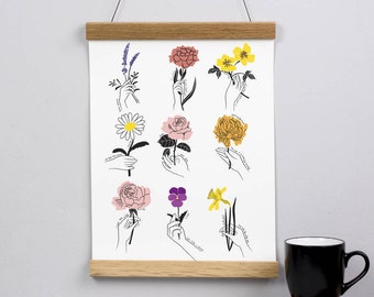 Say It With Flowers - Floral Gift - Eternal Flowers - Gift for Mum - Mothers Day gift- Botanical - Wall hanging - Floral art