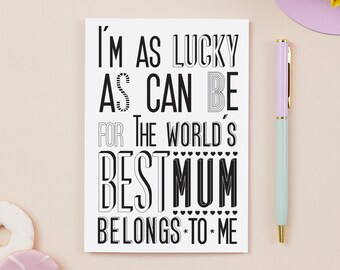 best mum in the world - greeting card - blank cards - dad card - best mum card - mummy - mothers day card