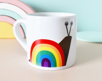 Rainbow Snail Grow Up Slowly Children's Mug - 1st Birthday - Kids tableware -Mugs - Elephant - Cute - Ceramics - Inspirational