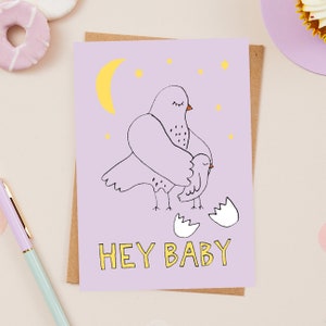 Hey Baby Card New Baby Babycard Illustration Greeting Card image 2