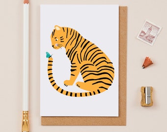 Tiger friend card - greeting card- stationary -  wildlife - inspirational - blank cards - for a friend - friendship - posative card