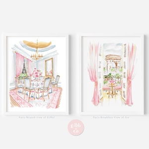 Paris travel art print, Arc art, Eiffel Tower art, pink art print, French travel art, whimsical Paris art print, Paris nursery art, French