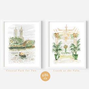 New York Travel art print, New York City, Central Park, The Palm, Hotel Plaza, art print, whimsical, wall decor, neutral art prints