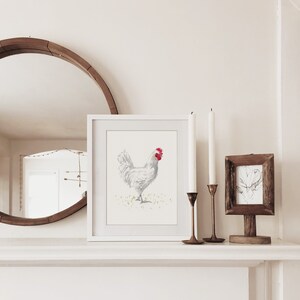 Chicken art, French, French hens, French Provincial, farmhouse, modern rustic, art print, watercolor art print, printed art, illustration image 7