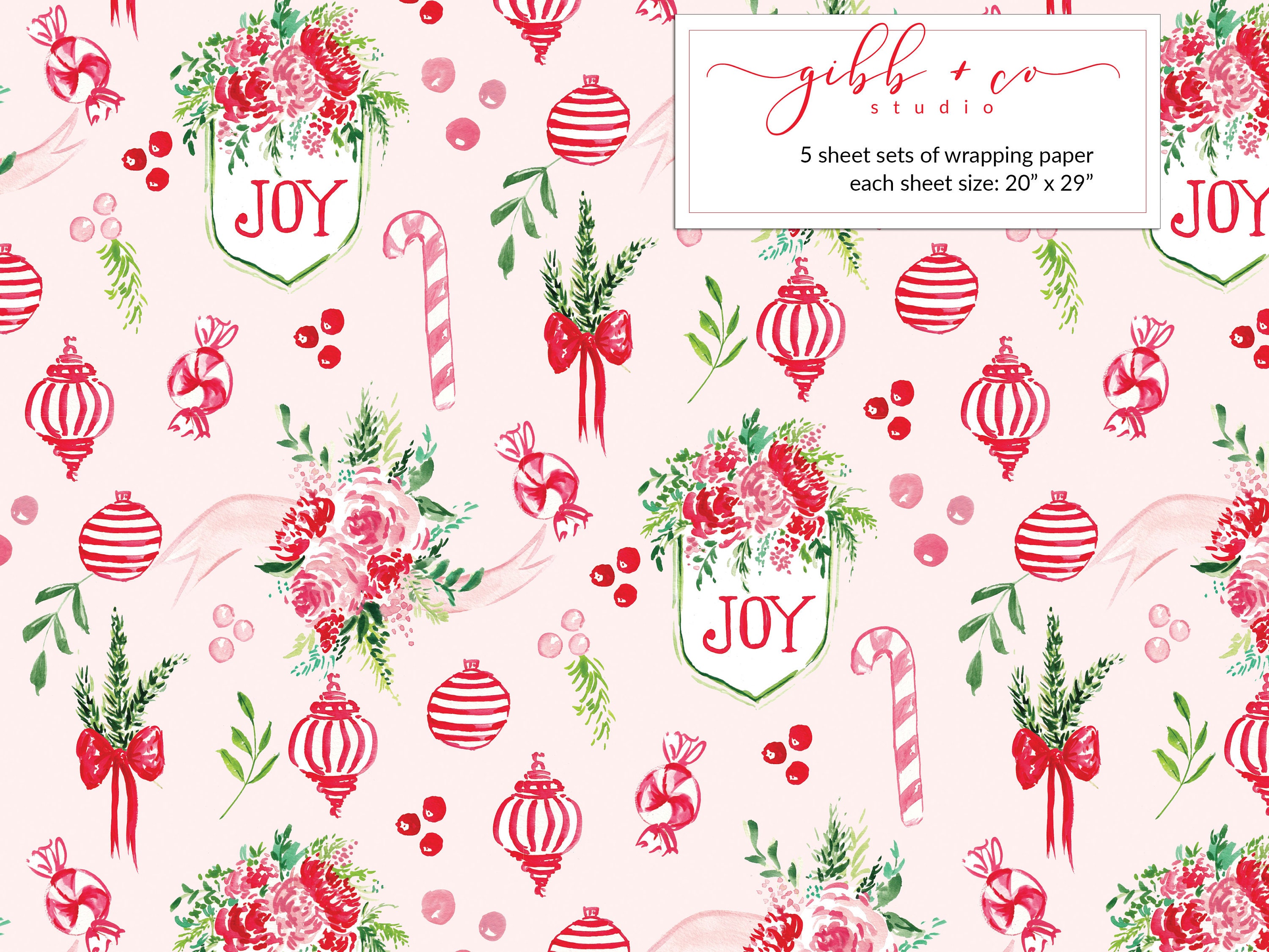 Jungle Floral Wrapping Paper Grunge Gift Wrap Roll Floral Pink
