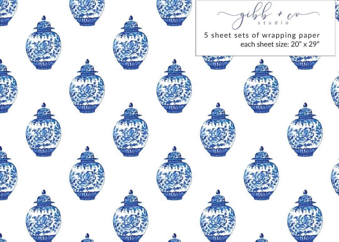 Chinoiserie Ginger Jar Wrapping Paper, Garden Theme Wrapping Paper