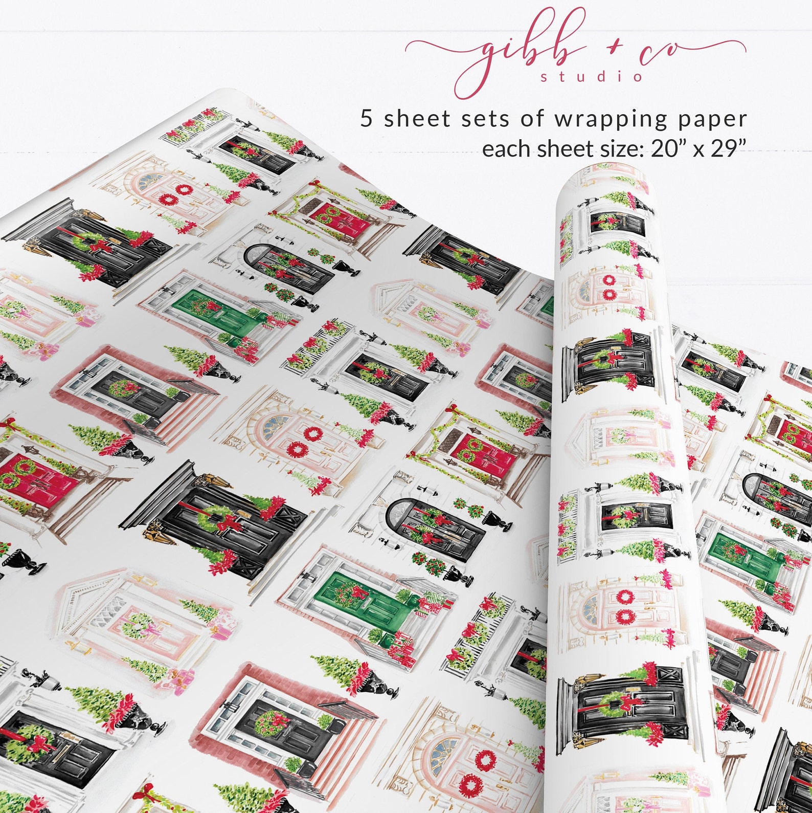 Christmas Door Wrapping Paper 