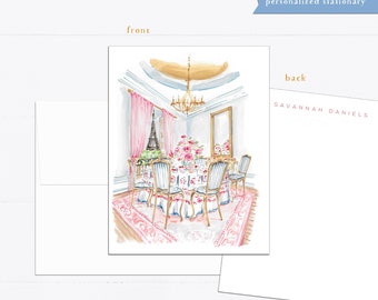 Personalized Paris notecards, Paris Brunch stationery set, personalized notecards, Paris themed notecards, Paris notecard set