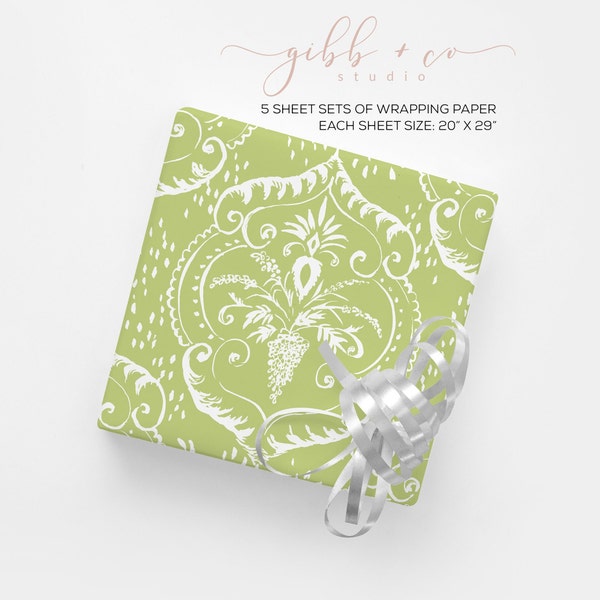 Blue Damask Paper Etsy