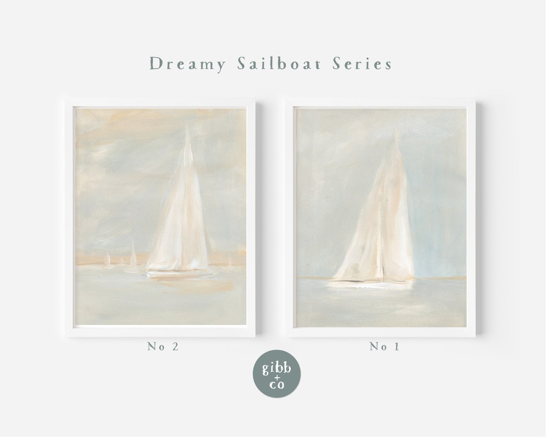 Sailboat Art Print, Coastal Art Print, Nursery Art Print, Natural