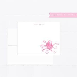 Personalized stationery, starfish, beach life, beach lover, octopus, coral, personalized notecard, monogram, gift for mom, sandals, gift for