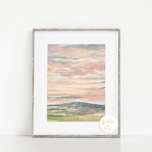 Maine travel art, Sunrise, Acadia National Park art, Seascape art print, Maine watercolor art print, modern coastal art, Maine painting