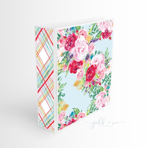 Binder, Floral Pattern, Personalized Binder, Recipes, Wedding Planner,  Small Business Binder, Pink, Red, Blue, Watercolor Flowers, Feminine 