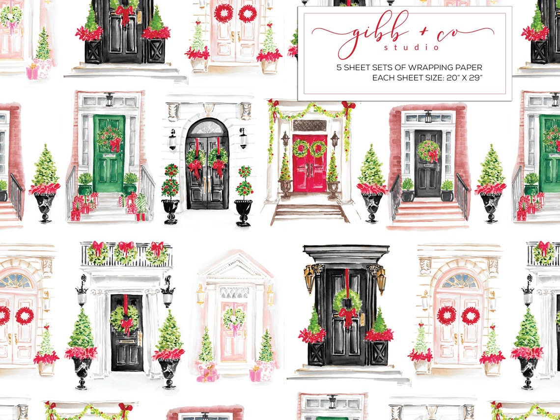 Christmas Door Wrapping Paper 