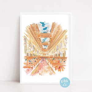 New York Public Library art, Empire State, St Patricks Cathedral, Bethesda Fountain, art print, watercolor art print, printed art
