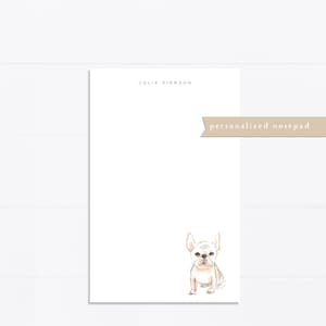 Personalized notepad, Frenchie, French Bulldog, dog lover, bridal gift, custom, monogram, notepad, things to do list, 5.5x8.5, gift for her