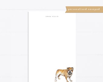 Personalized notepad, bulldog, dog lover, best friend gift, coworker gift, custom, monogram, notepad, things to do list, 5.5x8.5