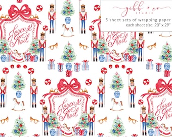 Nutcracker Christmas wrapping paper, Blue Chinoiserie Nutcracker Christmas gift wrap, chinoiserie nutcracker, holiday, gift wrap