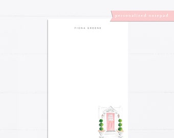 Personalized notepad, Pink door, Charleston, bridal gift, custom, monogram, notepad, things to do list, 5.5x8.5, gift for her