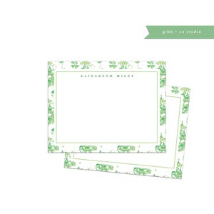 Ensemble de cartes de correspondance personnalisées vertes chinoiseries, illustration, cartes de correspondance vertes, carte plate, cadeau chinoiserie, ensemble de papeterie chinoiserie