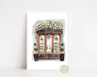 Bookshop art, Classic bookshop, Book lover art print, gift for book lover, neutral color art print, Bookshop series