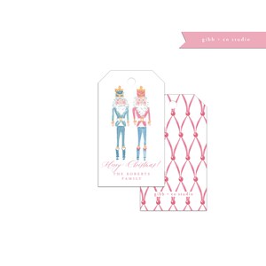 Pastel Nutcracker Personalized Christmas gift tag, personalized gift tags, whimsical, Christmas tag, holiday tag, nutcrackers, blue, pink