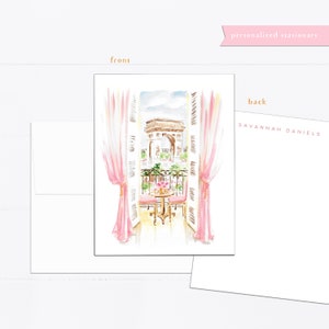 Paris art stationery set, Personalized Paris notecards, breakfast in Paris, personalized notecards, personalized stationery