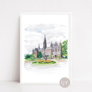 Georgetown, Healy Hall, Georgetown University, Washington DC art, travel art, art print, watercolor, printed art, illustration architecture