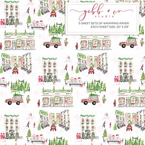 Christmas wrapping paper, classic, Christmas activities, holiday, shopping, tree farm, wrapping paper, whimsical, gift wrap, paper product