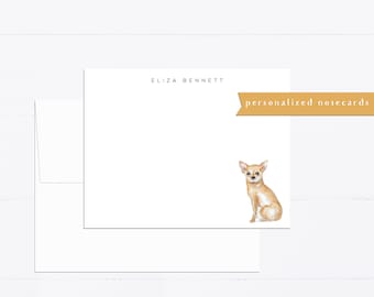 Personalized stationery, chihuahua, dog gift, personalized notecard, puppy, gift for, dog lover, flat card, dog gift, dog lover gift