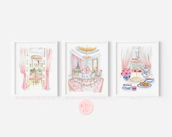 Part travel art, Paris Brunch, Eiffel Tower, Paris wall art, Paris decor, Nursery wall art, pink wall art, French wall decor