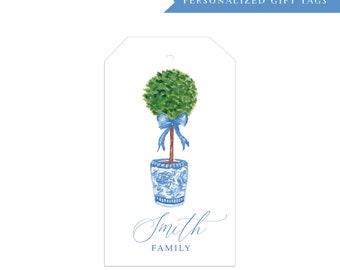 Chinoiserie topiary Personalized gift tag, gift tags, personalized gift tags, set of gift tags, personalized tags, paper products
