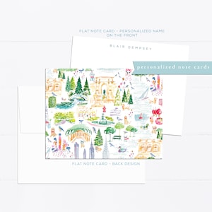 Cartes de correspondance personnalisées de New York, illustrations de New York, carte de correspondance colorée et personnalisée, carte plate, cadeau pour maman, cadeau pour elle