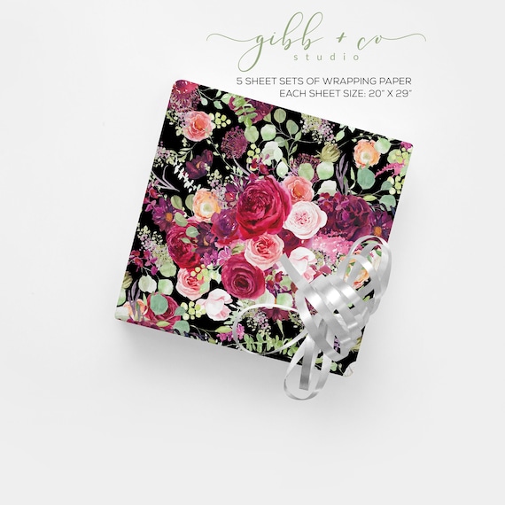 Floral Wrapping Paper, Wedding, Birthday, Roses, Shower Wrapping