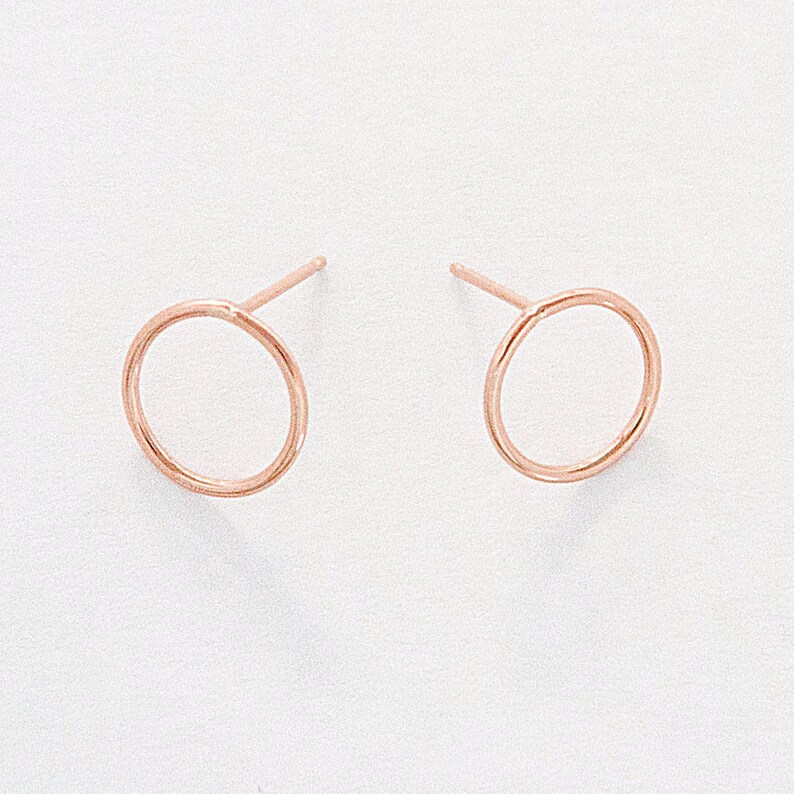 Handmade Circle Earrings 14k Gold Open Circle Stud Earrings Etsy