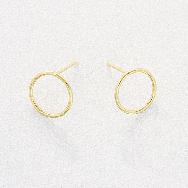 Handmade Circle Earrings 14k Gold Open Circle Stud Earrings Etsy