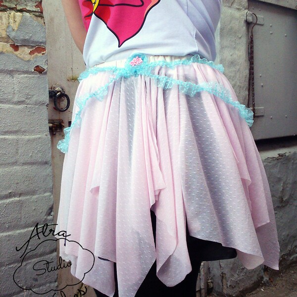 Fairy Kei Skirt Pastel Cotton Candy Pink Lightweight Overskirt 10 12 14 16