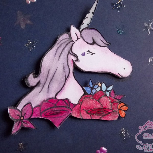 Unicorn Magic - Handmade OOAK Greeting Art Card