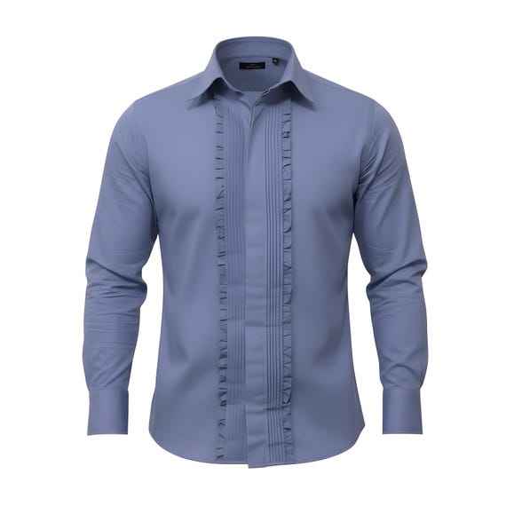 Men's Organic Egyptian Cotton Button Down Shirt With Pleat Bib Men's Organic Egyptian Cotton Button Down Shirt With Pleat Bib