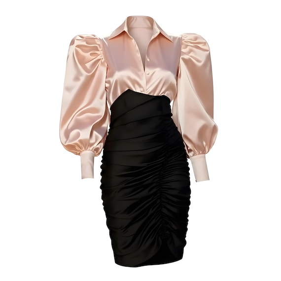Satin puffy blouse in sizes XS S M L XL 2XL 3XL 4XL