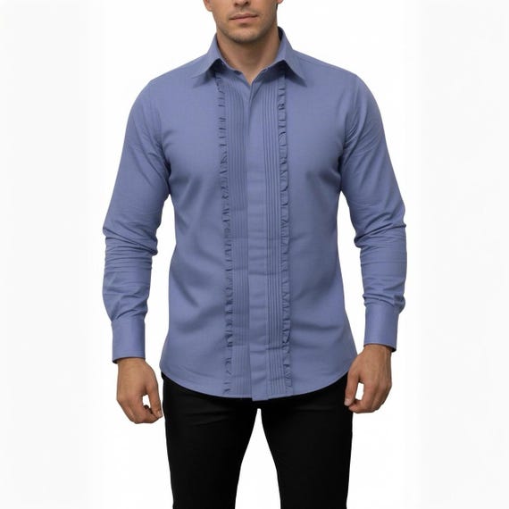 egyptian cotton mens dress shirts Men's Organic Egyptian Cotton Button Down Shirt With Pleat Bib