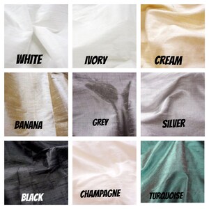 Puede incluir: Nueve muestras de tela en diferentes colores, incluyendo blanco, marfil, crema, pl&aacute;tano, gris, plata, negro, champ&aacute;n y turquesa.