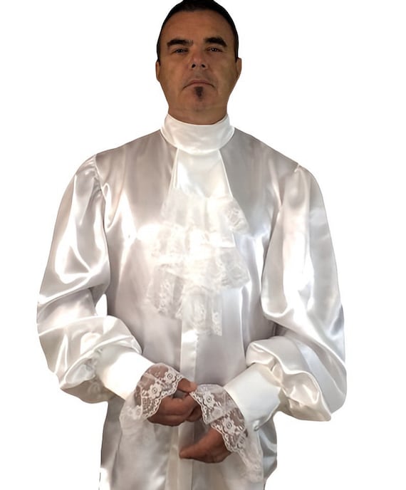 Camisa blanca de hombre con volantes en las mangas 100 seda tallas S M L XL 2XL 3XL Etsy Mexico