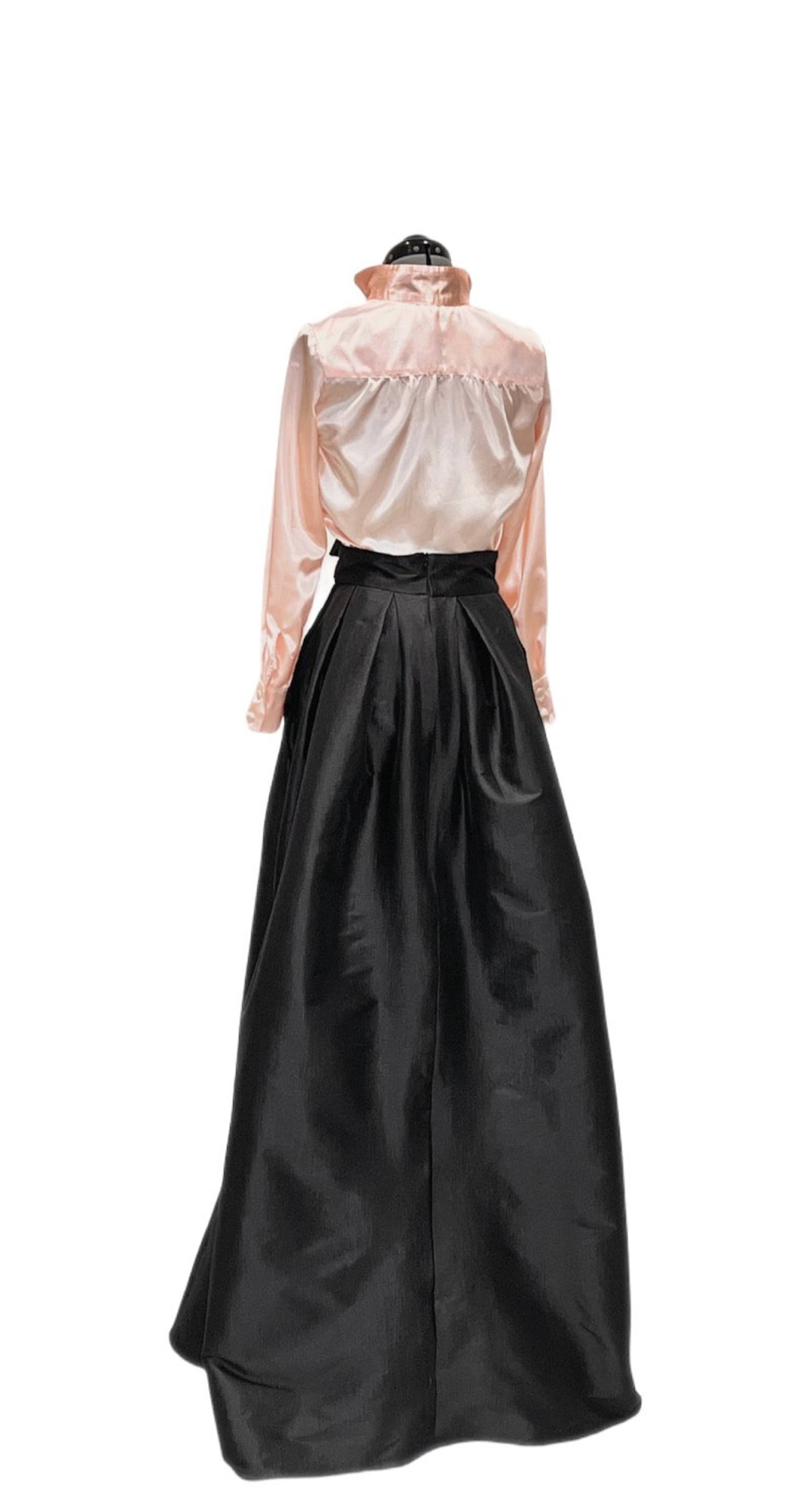 Pleated Taffeta High-Low Skirt