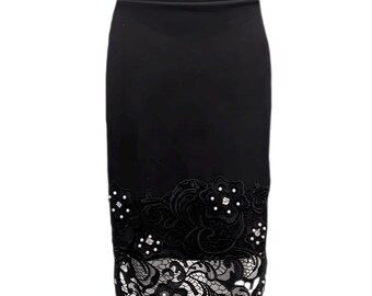 Women’s Lace Embellished Skirt with pearls