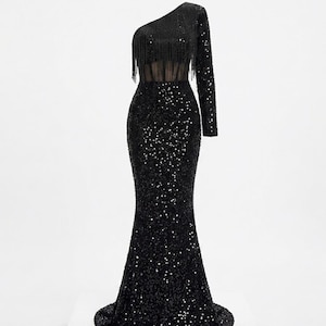waterfall beaded dress Sz Xs//gatsby Gold Waterfall Sequin Dress //vintage 80s Beaded Black Dress//metallic Art Deco Statement Dress