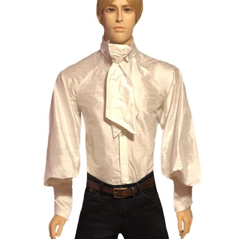 Ivory Silk Dupioni Raglan Dress Shirt in Men's Sizes S M L XL 2XL 3XL ...