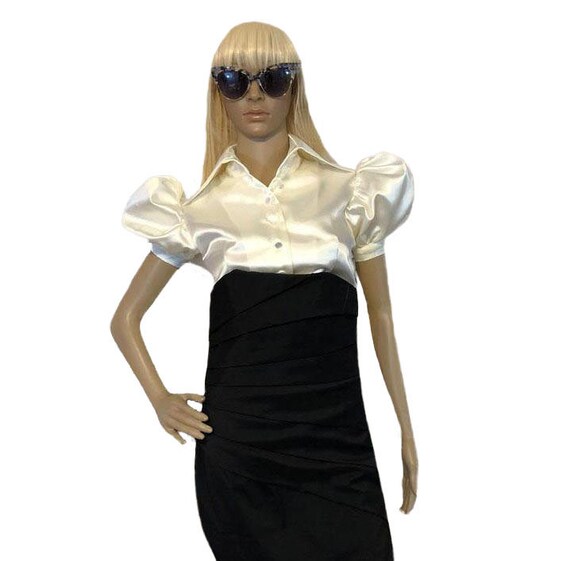 satin puff sleeve blouse