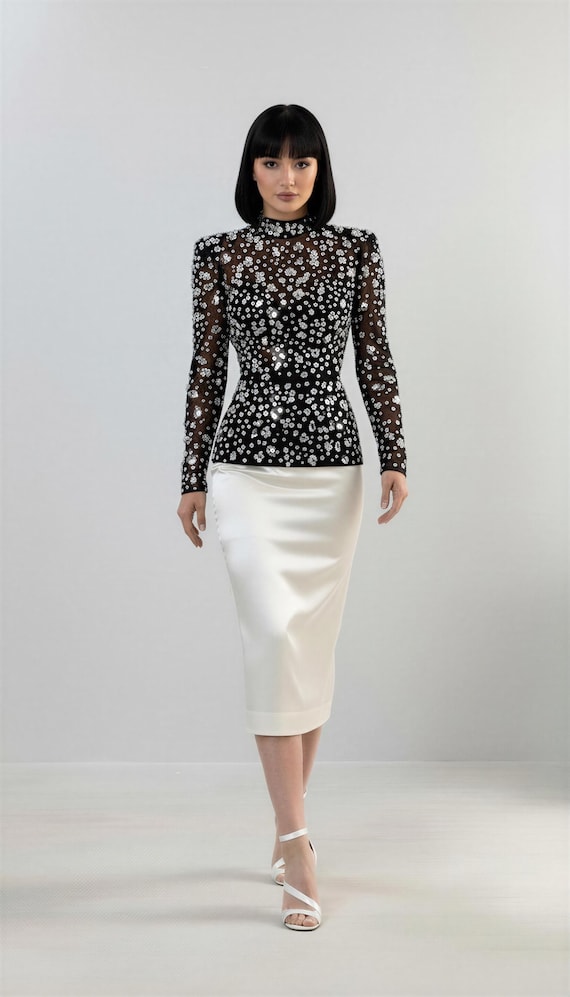 high waisted pencil dress High-Waist Pencil Midi Skirt