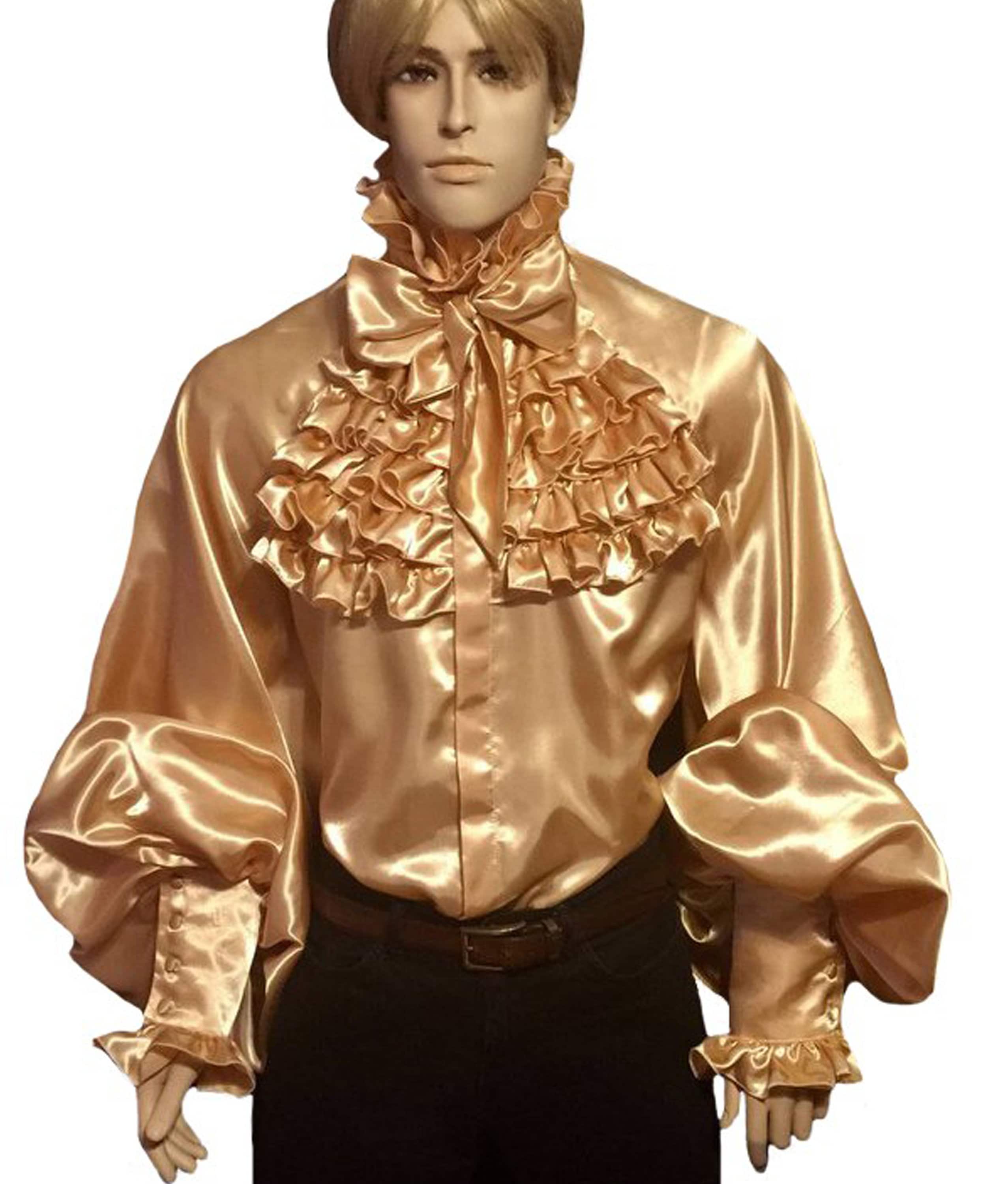 Raglan Sleeve Satin Ruffles Shirt in Men's Sizes S M L XL - Etsy